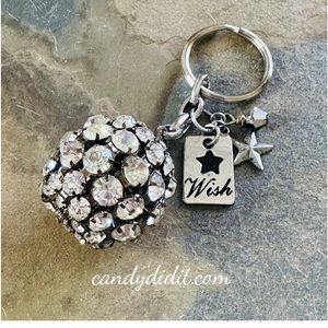 NWT Candy Did It! Handmade Wish Charms & Crystal Bling Ball Keychain
